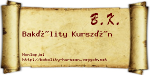 Bakálity Kurszán névjegykártya